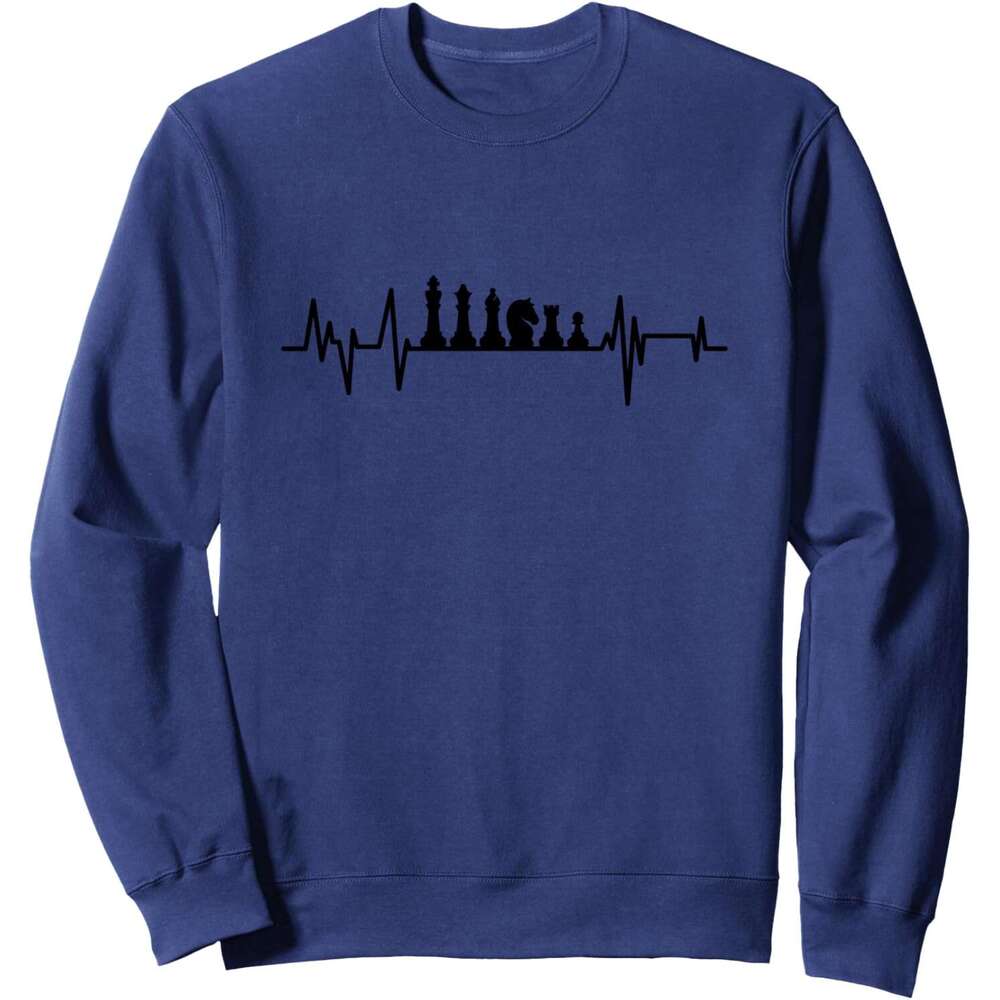 Long Sleeve Shirts for Men sweatshirt Heartbeat Chess Player Cute Design Funny Gift Sweatshirt T shirt Tee Streetwear Casual tops