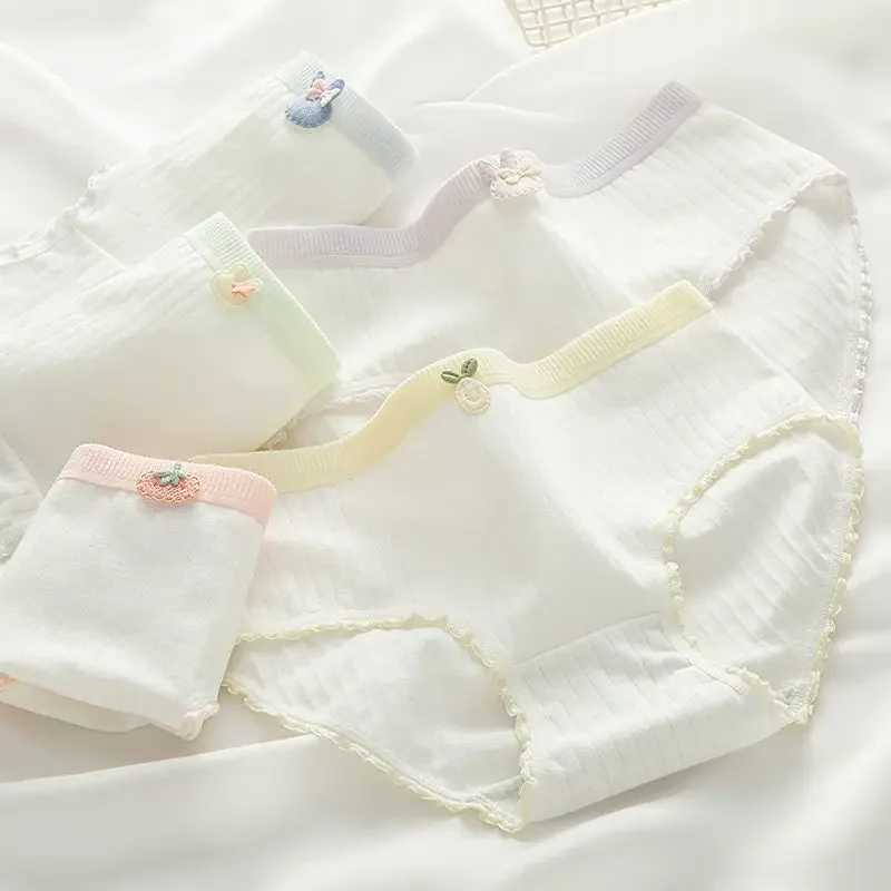 5PCS Cotton Girls Antibacterial Panties 3+y Young Children Underwears Kids Soft Cute Briefs Student Thin Breathable Knickers New Y240821