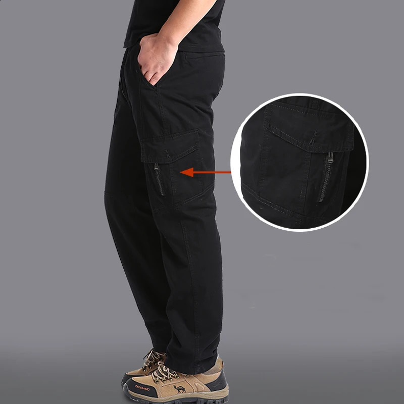 highquality cotton mens cargo pants casual loose multi pocket military jogging size 5XL 6XL 240821