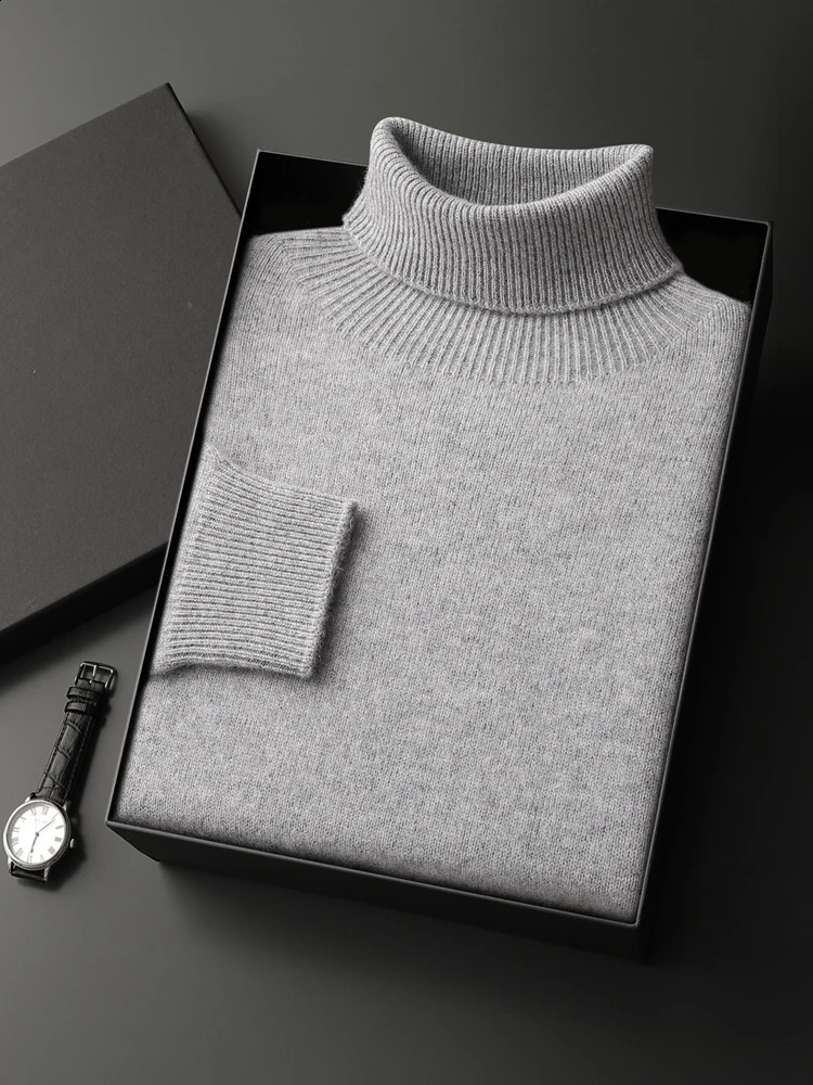 Men Turtleneck Cashmere Sweater Autumn Winter Thick Pullover 100% Cashmere Knitwear Basic Smart Casual Jumpers Soft Warm Clothes 240821