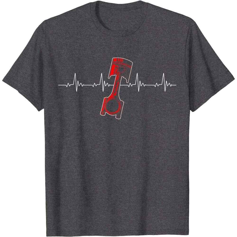 Heartbeat Piston Car nic Gift for Drag Racer T-Shirt Tees Cotton Mens Top T-shirts Custom