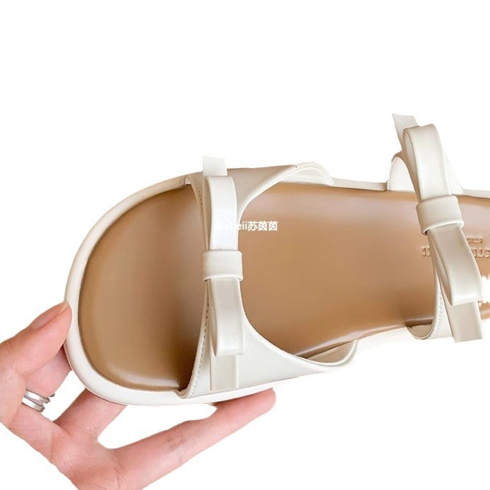 Ddmysports Suyin Same Oliday Bowtie Flat Bottom Beach Casual Women S Genuine Leather Slippers For Summer Outwear OUTDOOR