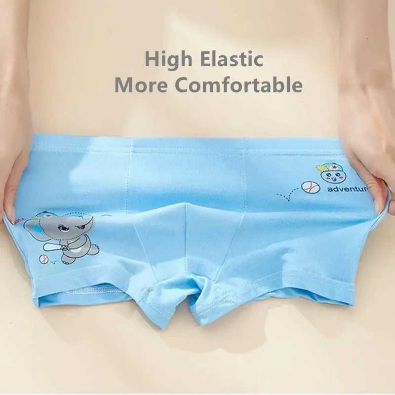 4pcs/Pack Boys Underwear Kids Milk Silk Boxer Cute Cartoon Training Boyshorts for Toddler Size 3-12 Years Y240821