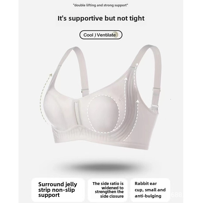Ultra thin rabbit ear underwear for women in summer, with large chest small chest, steel ring, no trace, and anti sagging bra dongdumaoyi