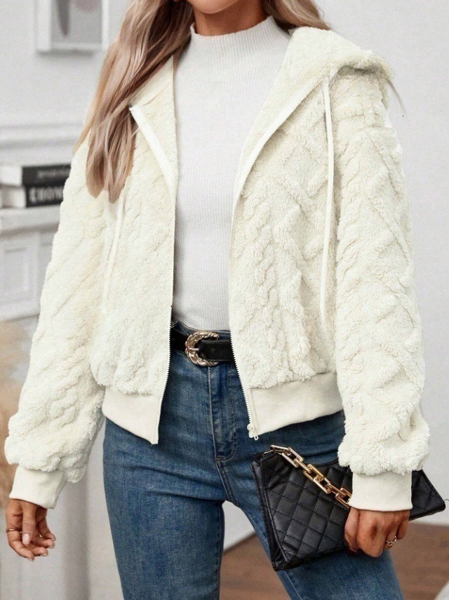 Women's clothing 2024 autumn and winter new cardigan zipper hooded short sweatshirt jacket