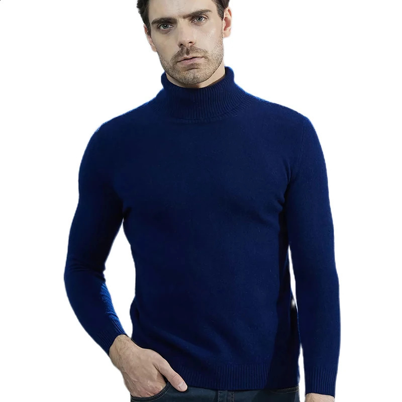 Men Knitted Sweaters Cashmere Sweater 100% Merino Wool Turtleneck Long-Sleeve Thick Pullover Winter Autumn Male Jumpers Clothing 240821