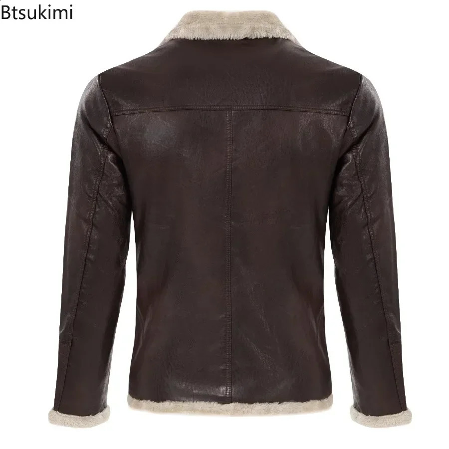 Mens Thick Warm Leather Jacket Solid Autumn Winter Fashion Jacket Coat Oversized Fur Integrated Coat Jacket Men Clothing 240820
