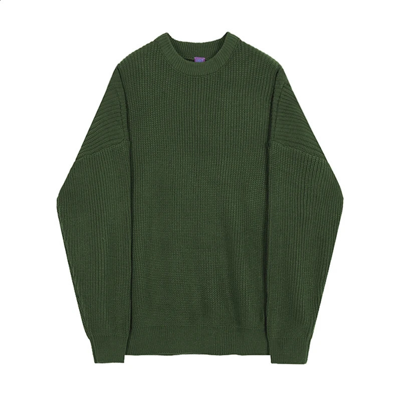 IEFB autumn winter round neck Sweater mens Korean fashion solid color loose basic loose kintwear vintage clothes oversize Y4524 240821