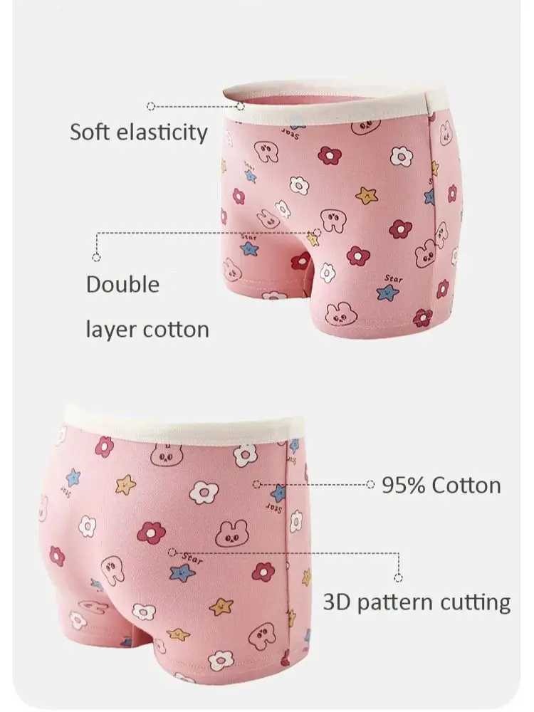 Cotton Panties Girls Briefs Children Boxer Pink Cute Cartoon Kids Underwear Panty Antibacterial Breathable Underpants Y240821