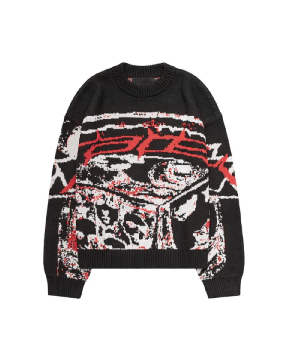 Womens Knitted Streetwear Mens Pullovers Sweaters Creative Oversized Stripes Maiden Harajuku O Neck Knitwear Men Clothing y2k 240821