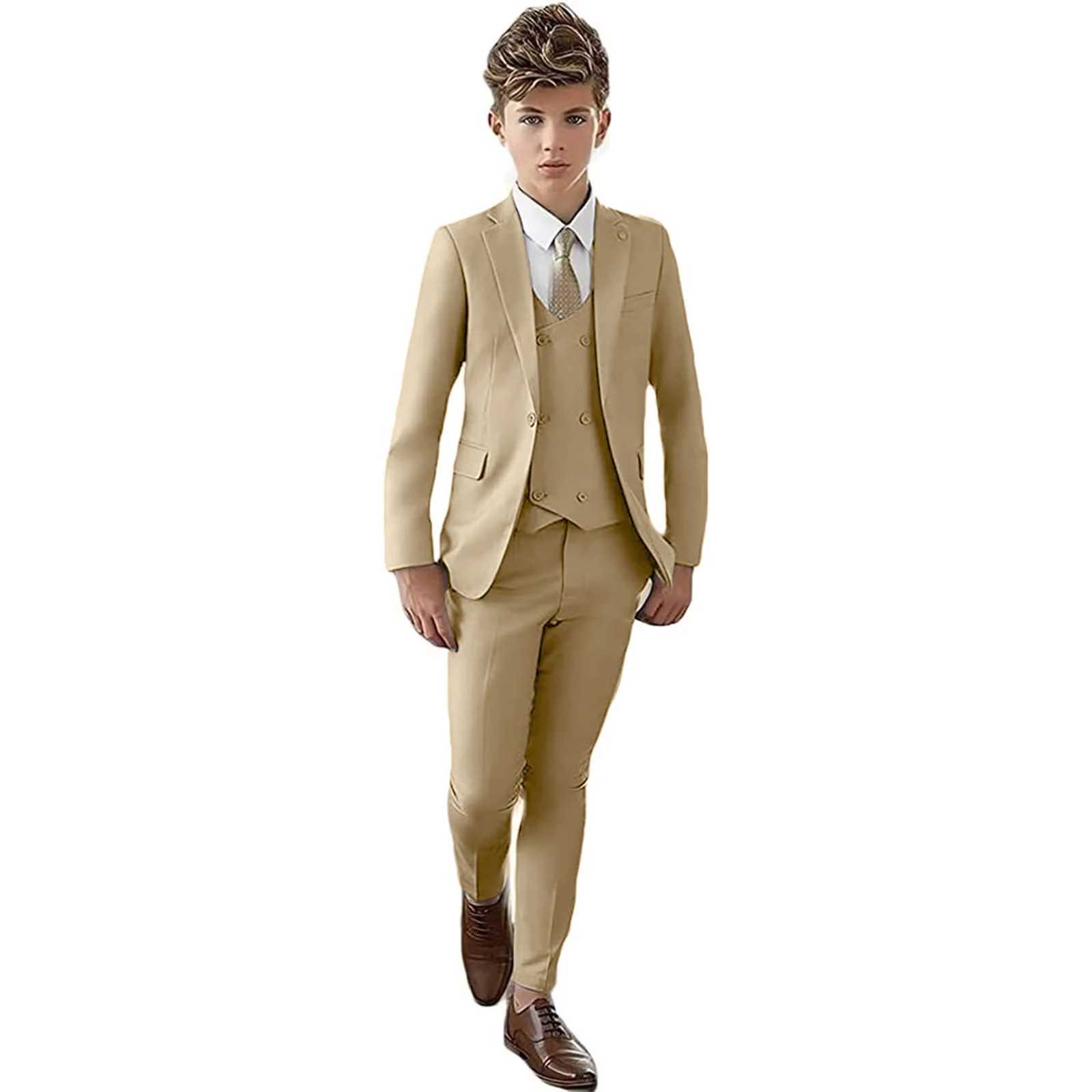 Suits Classic Solid Boys Pantsuit With Vest Single Breasted Newest Autumn Formal Outfit For Boys Wedding Guest Suit Set Ring Bearer