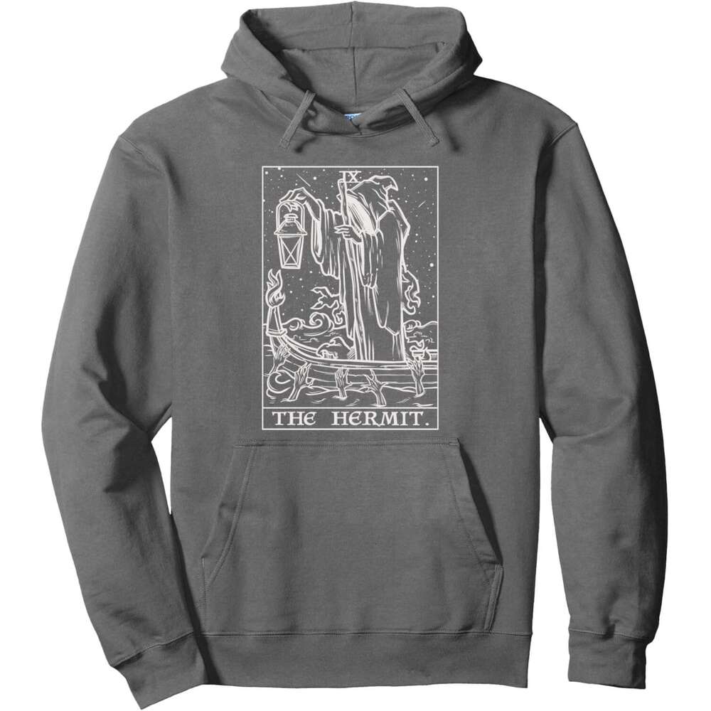 Hoodie for Mens Womens The Hermit Tarot Card Gothic Halloween Grim Reaper Occult Pullover Hoodie Graphic Hoodies Sweatshirt Pullover Long Sleeve 2025