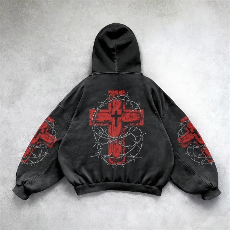 Haruku y2k heart pattern hoodie goth oversized hoodies women streetwear sweatshirt tracksuit men couples tops gothic clothes 240820