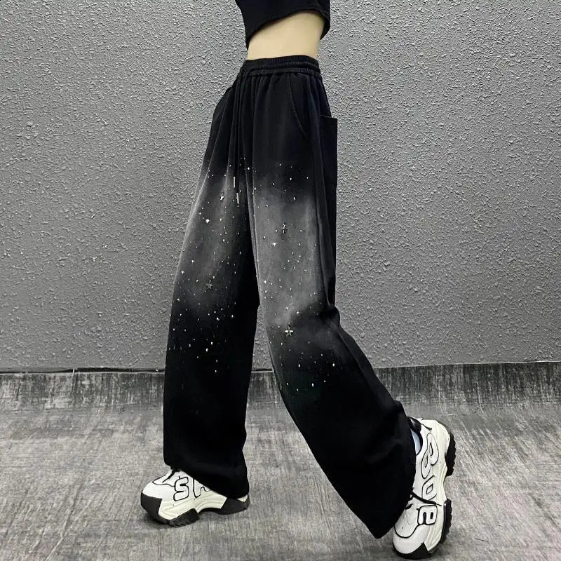 Womens AutumnWinter High Waist Loose Weight Loss Straight Leg Versatile Wide Drawout Pocket Sports Casual Pants 240821