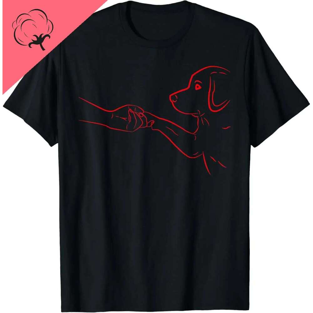 People and Punch Hand Dog Man Friendship Bump Dog's Paw T-Shirt Men Women Clothing Pet Streetwear H 's