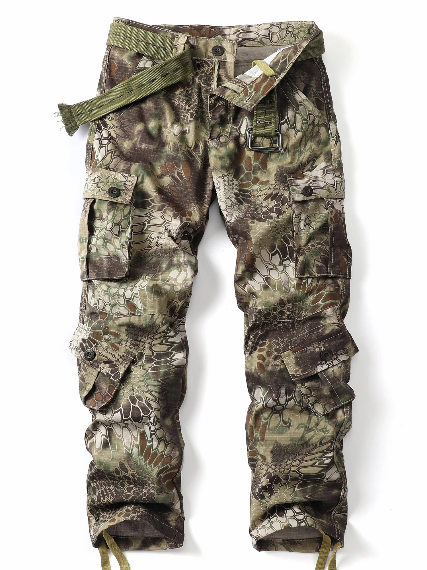 AKARMY mens casual cargo pants military camouflage combat with 8 pockets without belt 240821