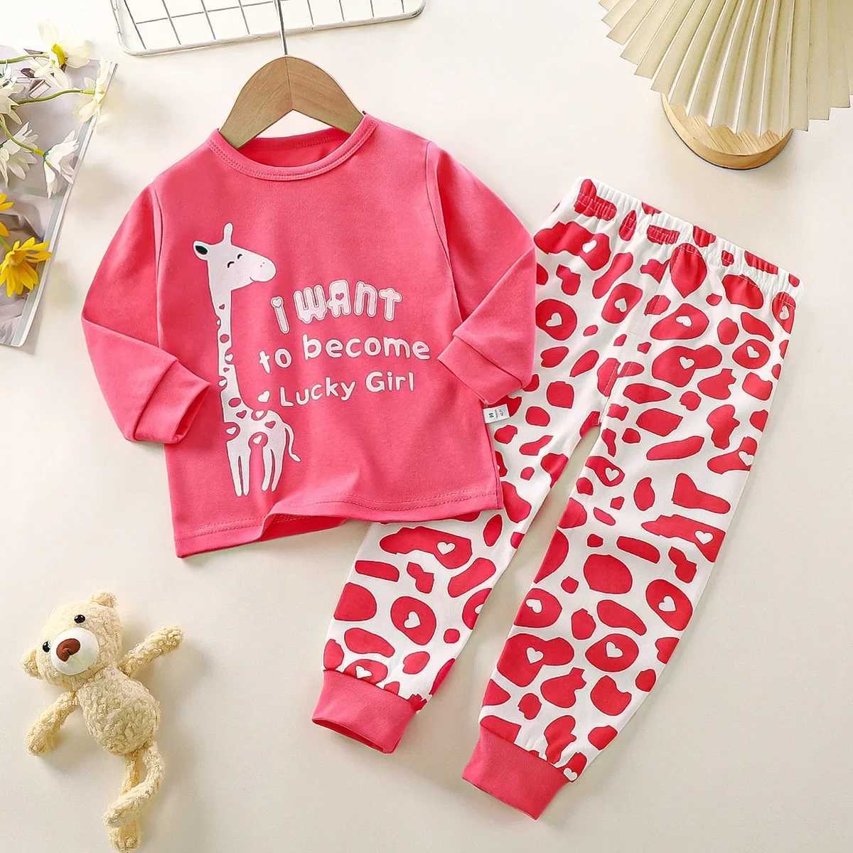 New Autumn New Childrens Underwear Set Pure Cotton Boys Pajamas Girls Home Clothes Middle Large Children Clothing Y240821