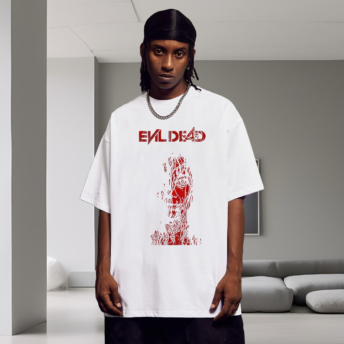 2024 New Mens Tshirts 100% Cotton 230g High Street Hip Hop scary Breathable Crew Neck T Shirts Men Classic Oversized 3XL 4XL Clothes