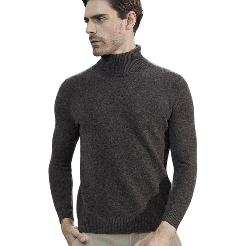 Men Knitted Sweaters Cashmere Sweater 100% Merino Wool Turtleneck Long-Sleeve Thick Pullover Winter Autumn Male Jumpers Clothing 240821
