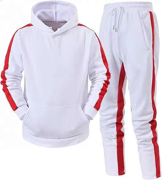 Mens hooded sweatshirt set solid color jogging sportswear long sleeved set hooded sweatshirt Trouser yellow casual 240827