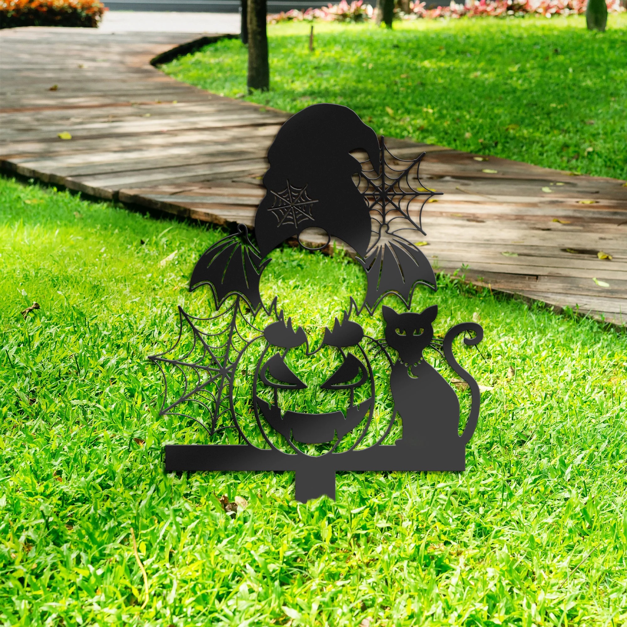 Halloween Gnomes and Pumpkins Metal Yard Stakes Outdoor Decor Garden Signs Porch Decor Holiday Gifts