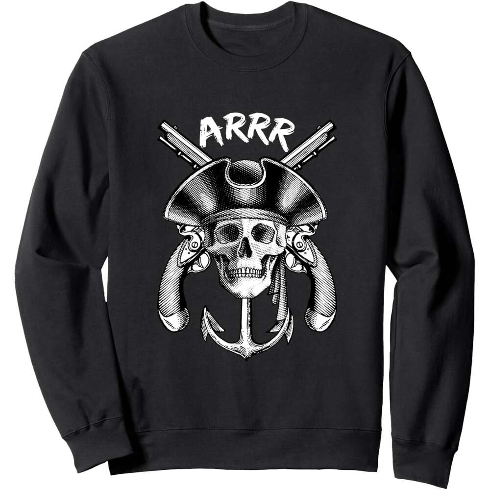Long Sleeve Shirts for Men sweatshirt ARRR Pirtate With Pirate Skull Anchor Funny Gift Sweatshirt T shirt Tee Streetwear Casual tops clothes