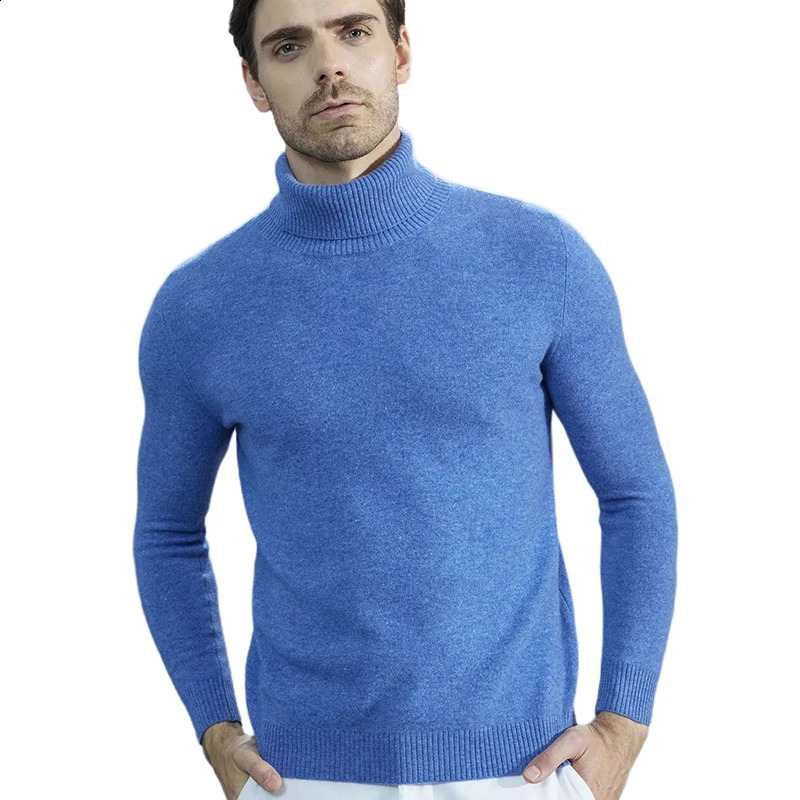 Men Knitted Sweaters Cashmere Sweater 100% Merino Wool Turtleneck Long-Sleeve Thick Pullover Winter Autumn Male Jumpers Clothing 240821