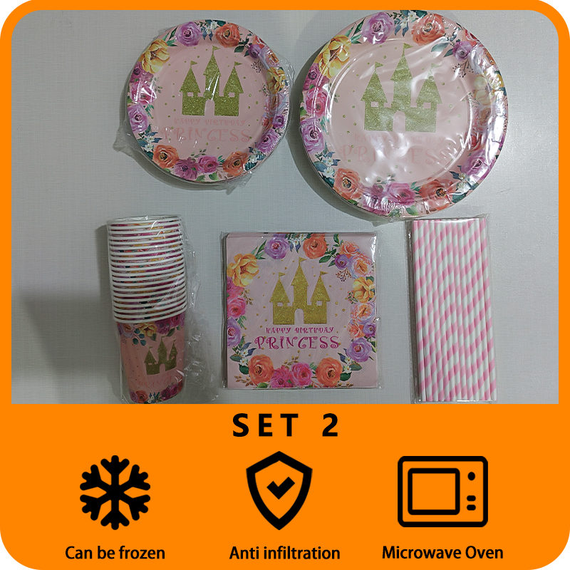 Princess Castle Birthday Decoration Tableware Set Suitable for Girls' Theme Party Birthday Supplies