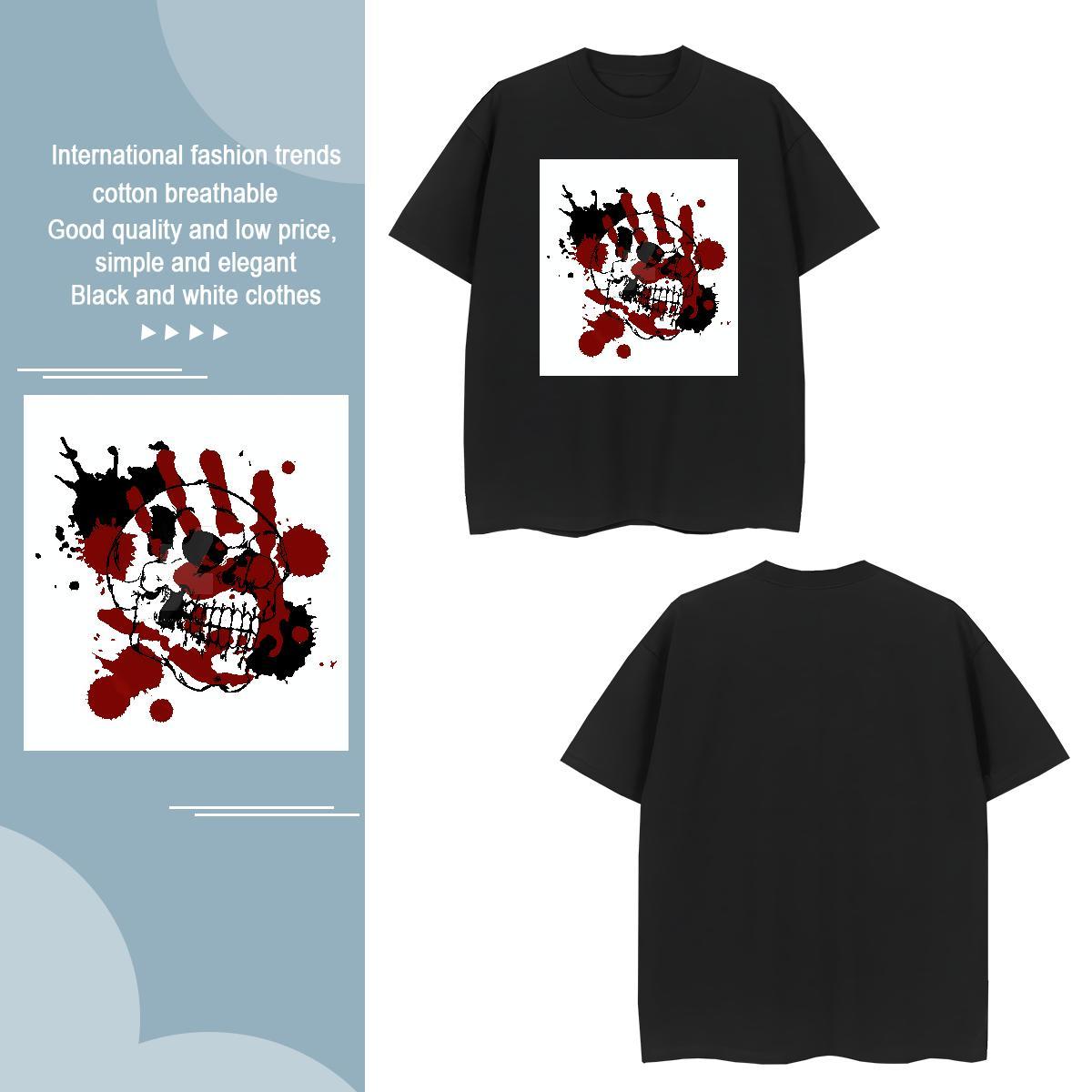 2024 New scary Men Tops Tees 100% Cotton 230g T-Shirts DIY Beach Crew Neck Wholesale Wear