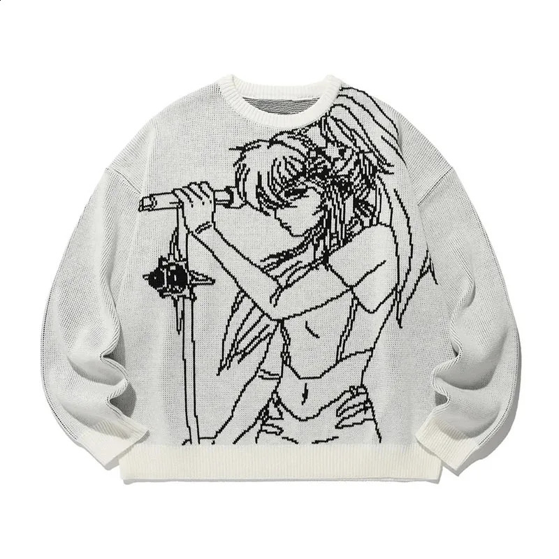 Women Anime Knitwear Japanese Y2K Sweater Women Harajuku oversized sweater Streetwear Clothes Men Gothic couple Pullover Top 240821