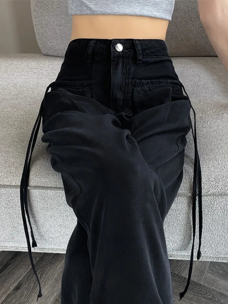 Wide Leg Straight Jeans Women Boyfriend Baggy High Waist Full Length Denim Pants 240821
