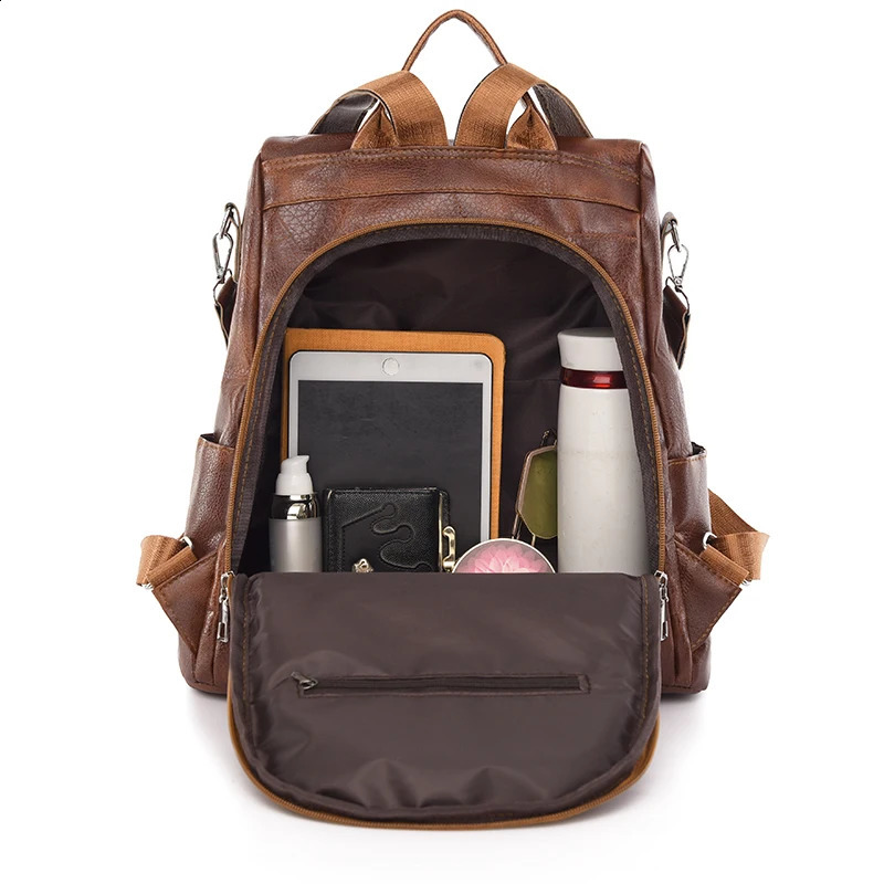 3-in-1 Women Backpacks Vintage Female Shoulder Bags Soft Leather Back Pack Ladies Travel BagPack Bag For Mochila 240902