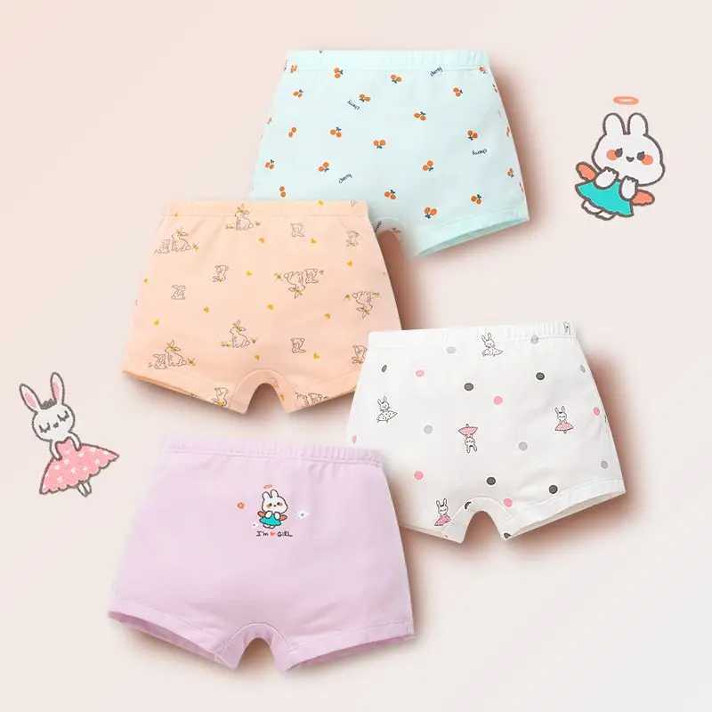 4 Piece/Lot Children Panties Cotton Girl Baby Soft Cute Cartoon Underpants For Kids Teen Fashion Pretty Student Breathable Short Y240821