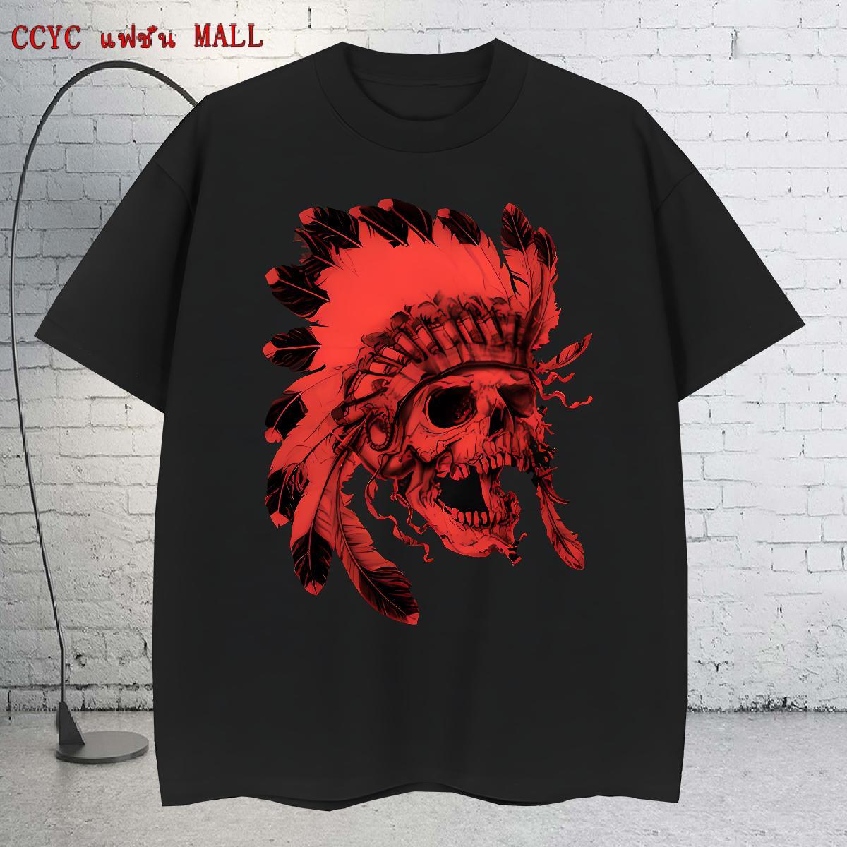Fashion Tshirts 230g Cotton Beach skull Pure Cotton T shirt Loose Fit Floral Print Tops Tees