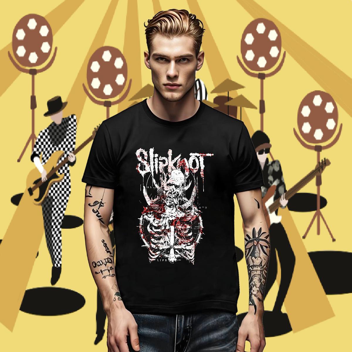 Brand skull Tshirts 230g Cotton T Shirt For Man Black White Anime Printing Street Breathable Crew Neck Soft Tops