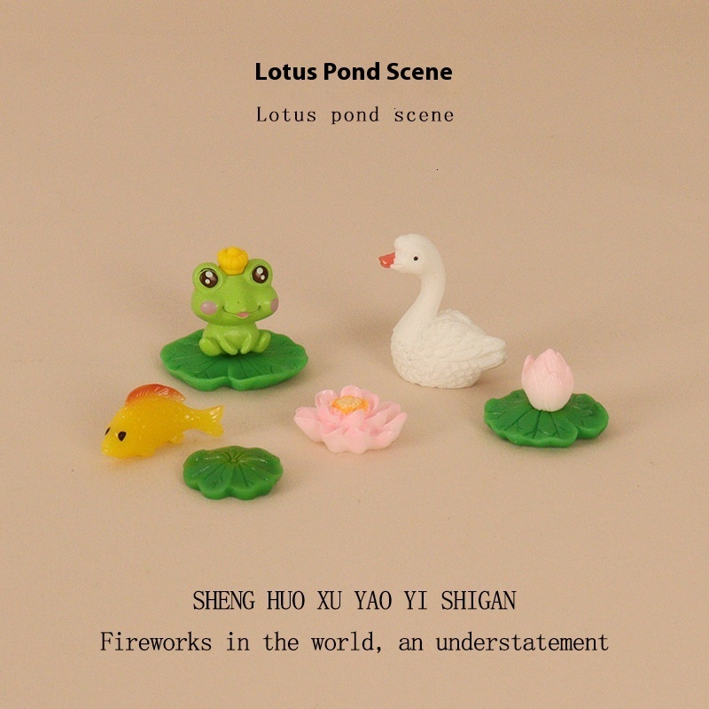 Pond Micro Creative Resin Crafts Lotus Frog Mini Fish Landscape Miniature Decorative Ornament OB11