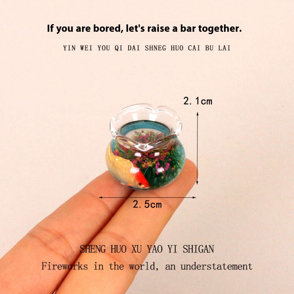 Adorable Mini Glass Resin Fishbowl - Unique Desktop Healing Landscape Display Perfect for Small Spaces and Kids' Rooms