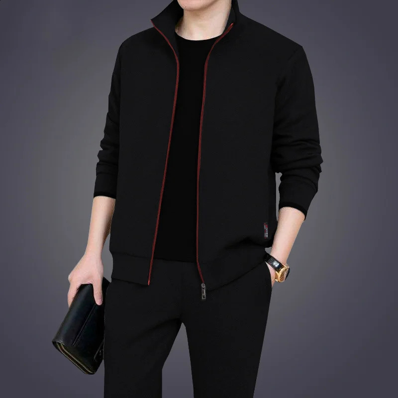 Mens Casual Tracksuits Sportswear Jackets Pants Two Piece Sets Male Fashion Solid Jogging Suit Men Outfits Gym Clothes Fitness 240821