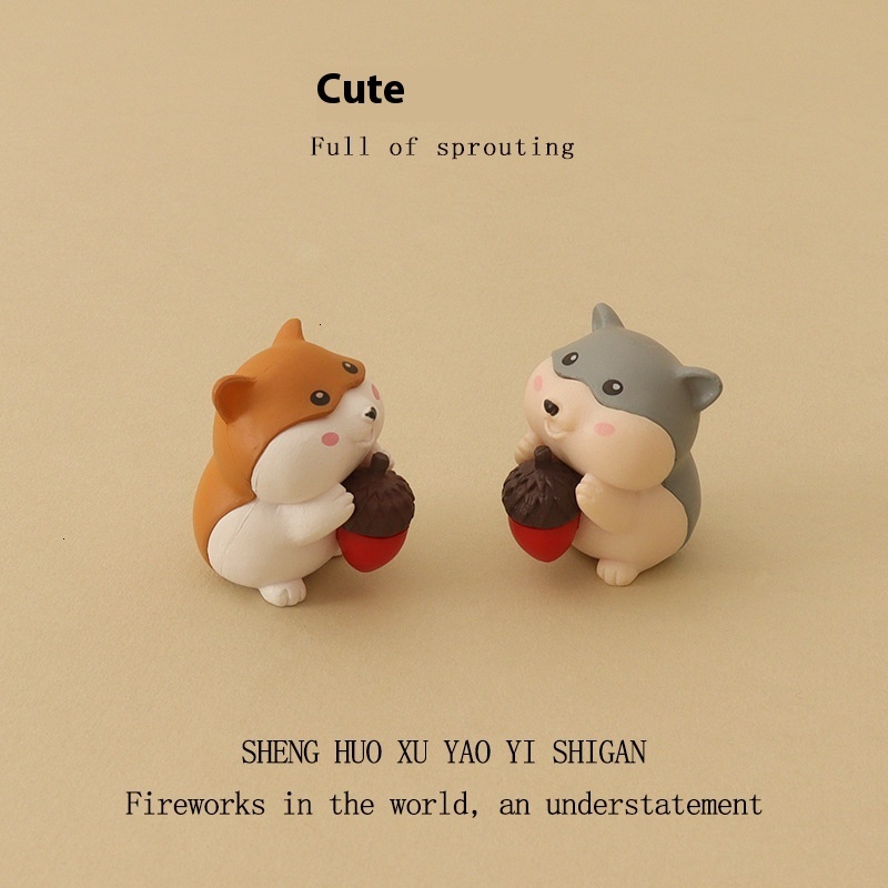 Cartoon creative mini cute hamster pine cone micro landscape gardening OB11 home decoration desktop ornament