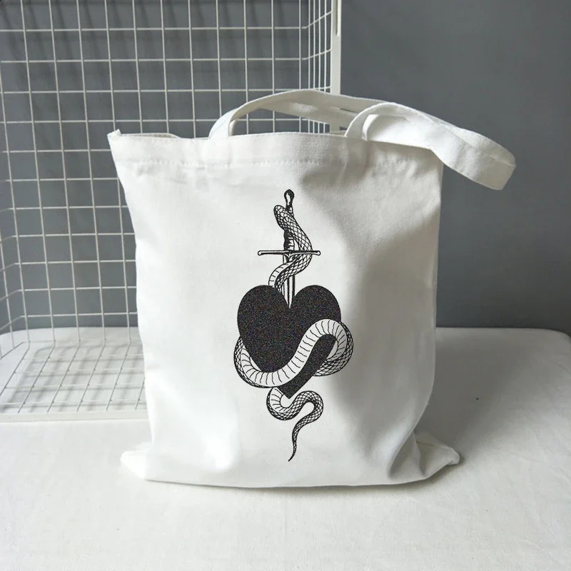 Gothic Spider Vintage Shopping Canvas Bag Women Bag Dark Snake Shopper Bag Casual Tote Women Shoulder Bags Bolsa Feminina 240821