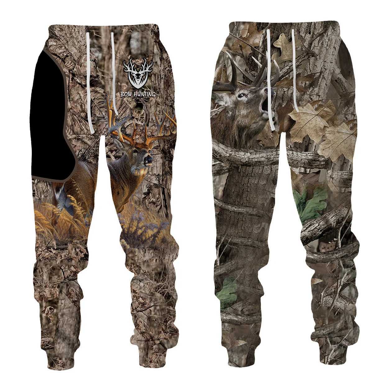 Mens Pants Outdoor Camping Camouflage Leisure Wildlife Hunting Deer Wild Boar 3D Printing Sports Pants Fishing Fitness Trousers SportswearW240725