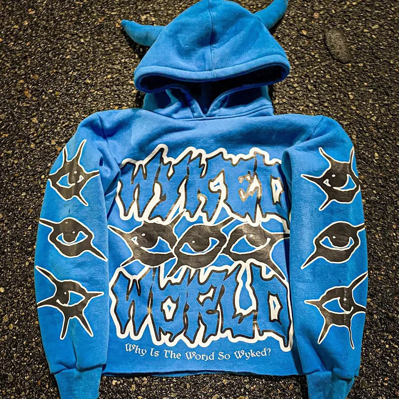 Mens Y2K Style Trendy Pattern Hoodie Harajuku Fashion Street Clothing Printed Pullover Loose Casual Sports Co Spring and 240821