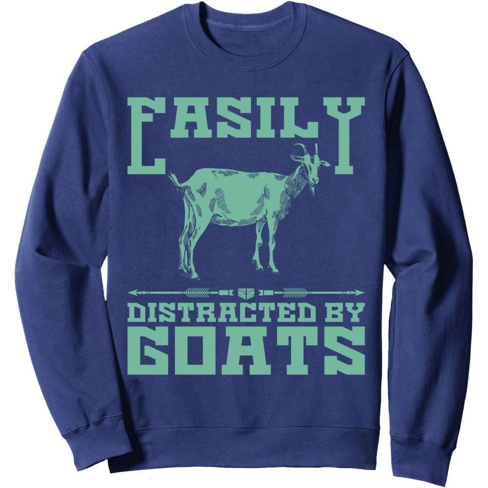 Long Sleeve Shirts for Men sweatshirt Easily Distracted By Goats Animal Lover Funny Gift Sweatshirt T shirt Tee Streetwear Casual tops clothes