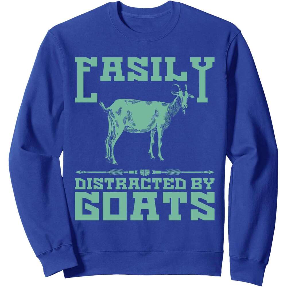Long Sleeve Shirts for Men sweatshirt Easily Distracted By Goats Animal Lover Funny Gift Sweatshirt T shirt Tee Streetwear Casual tops clothes