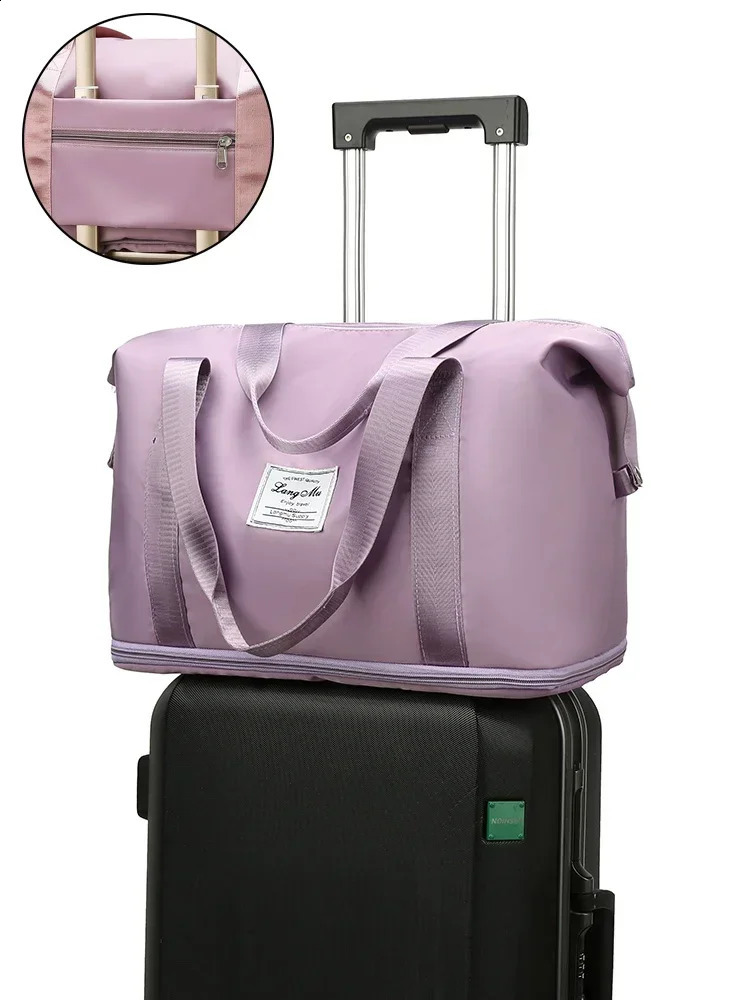 Nylon Waterproof Sports Gym Tote Bags for Women SHENGMEIYU Carry On Travel Duffle Bag Large Capacity Storage Luggage Handbag 240821
