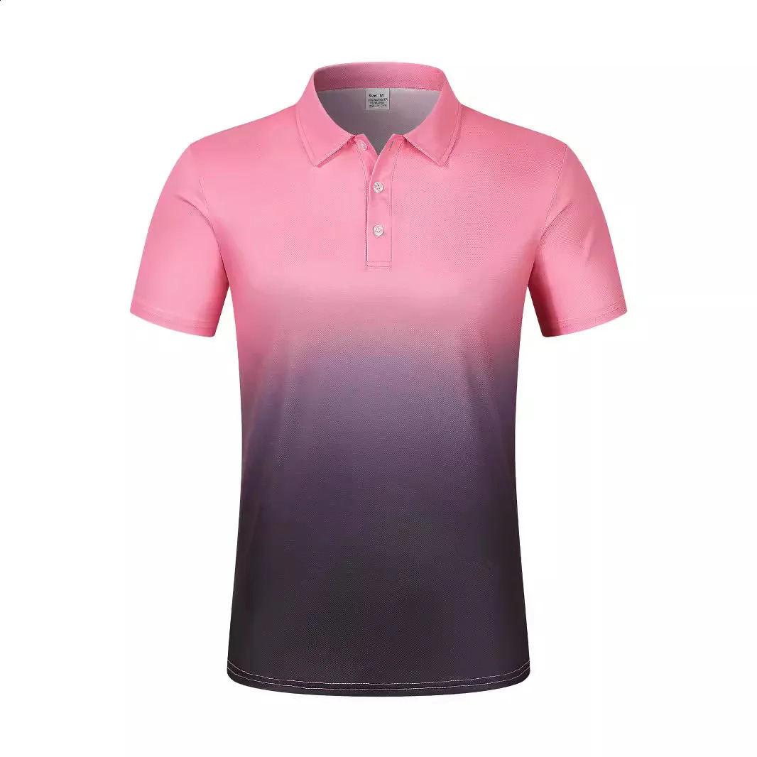 Spring and Autumn Mens Casual Sports T-shirt European and American Summer Collar 3D Gradient Short Sleeve Mens Polo Shirt 240821