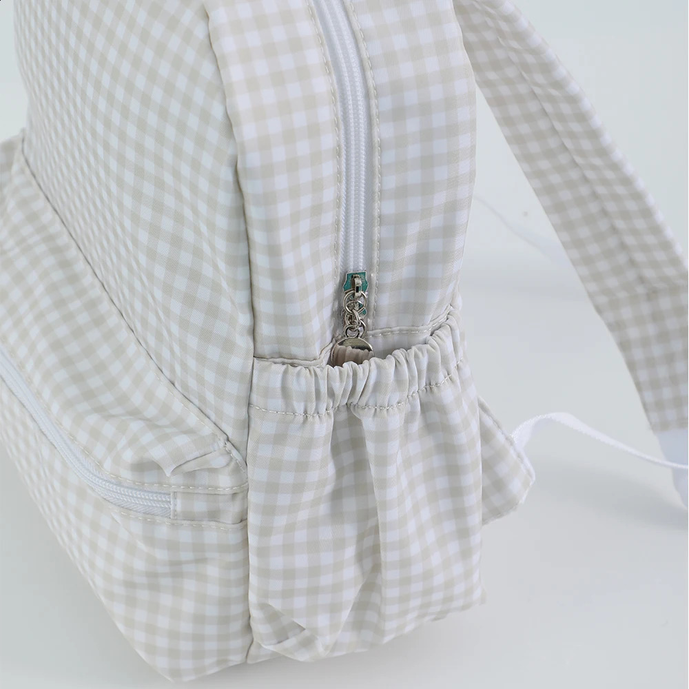 Plaid Backpack for Girls Boys Flower Waterproof Nylon Durable and Lightweight Suitable Students 240820