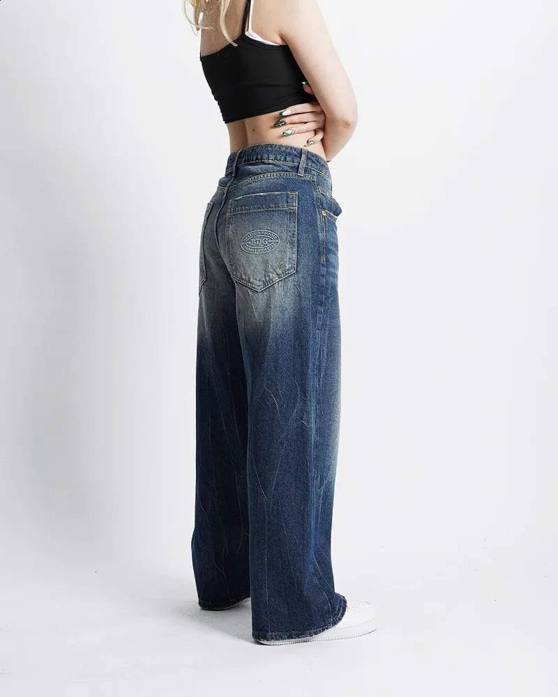 Streetwear Fashion Blue Washed Baggy Jeans Couple Y2K Harajuku Retro Hip Hop Casual Gothic High Waist Wide Leg Pants 240821