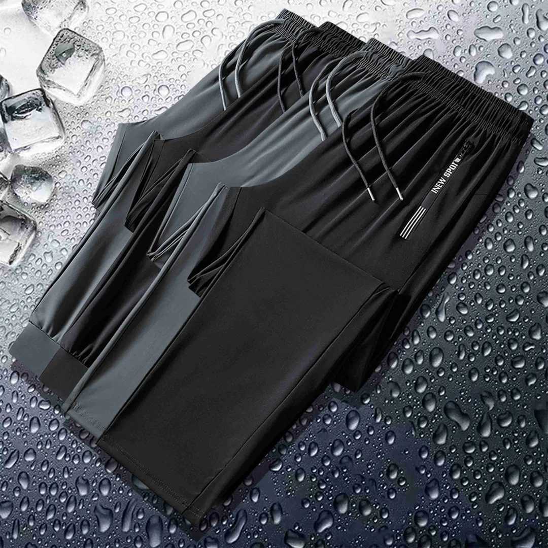 Ice silk mens summer ultra-thin sports pants quick drying straight leg wide leg casual pantsW240725