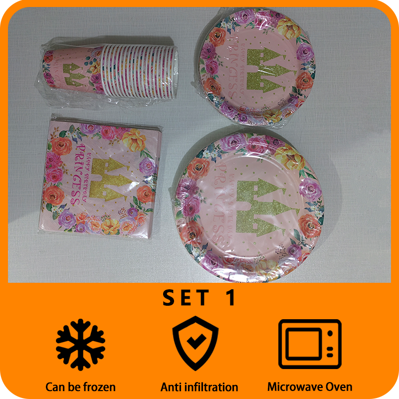 Princess Castle Birthday Decoration Tableware Set Suitable for Girls' Theme Party Birthday Supplies